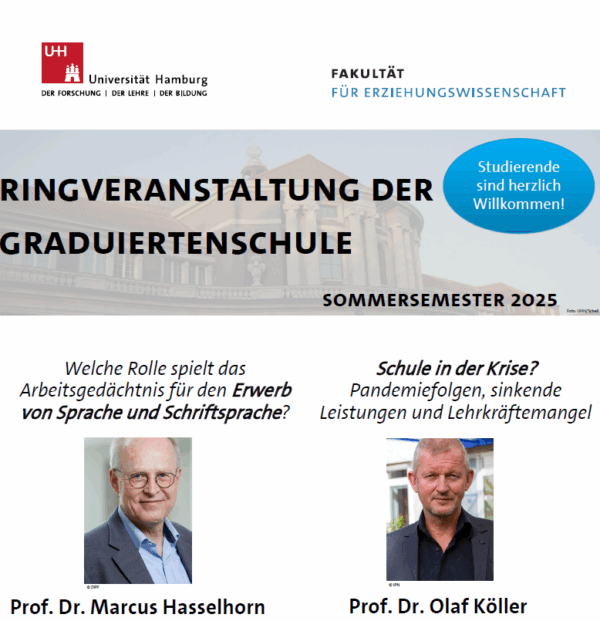 Plakat zu den Vorträgen von Prof. Dr. Hasselhorn und Prof. Dr. Köller