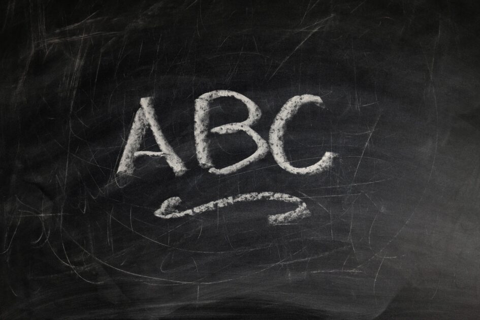 Tafel mit den Buchstaben A B C